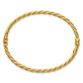 14K Polished and Textured 3.25mm Twisted Hinged Oval Bangle Bracelet