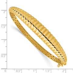 14K Polished and Textured Graduated Hinged Oval Bangle Bracelet