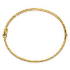 14k Polished Diamond-cut Textured 8.25mm Hinged Oval Bangle Bracelet