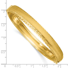 14k Polished Diamond-cut Textured 8.25mm Hinged Oval Bangle Bracelet