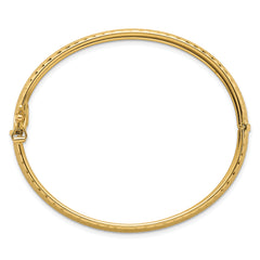 14k Polished Diamond-cut Textured 11.75mm Hinged Oval Bangle Bracelet