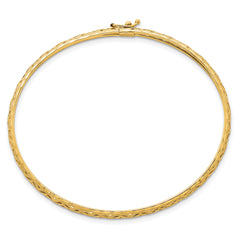 14k Polished Laser and Diamond-cut 6.15mm Fancy Pierced Design Flexible Oval Bangle Bracelet