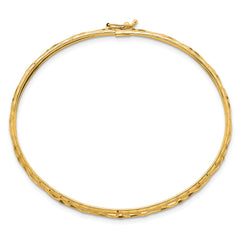 14k Polished Laser and Diamond-cut 6.15mm Fancy Pierced Design Flexible Oval Bangle Bracelet