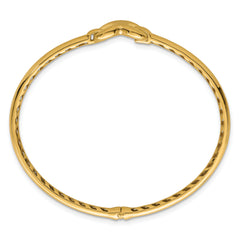 14k Polished Heart Clasp Hinged Oval Bangle Bracelet