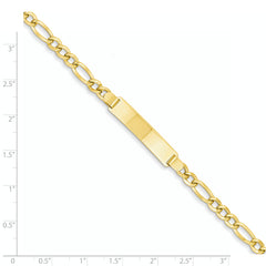 14k Polished Semi-Solid Chain/Solid Plate Figaro Link 33.5x6.5mm Plate 7 inch ID Bracelet