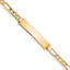 Figaro Link Plate ID Bracelet in 14K Yellow Gold, 6.5mm, 7 Inch - Sophia Jewelers