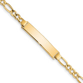 14k Polished Semi-Solid Chain/Solid Plate Figaro Link 33.5x6.5mm Plate 7 inch ID Bracelet