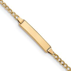 14k Polished Semi-Solid Chain/Solid Plate Cuban Link 20x4.5mm Plate 5.5 inch Baby/Child ID Bracelet