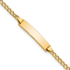14k Polished Semi-Solid Chain/Solid Plate Cuban Link 20x4.5mm Plate 6 inch Baby/Child ID Bracelet