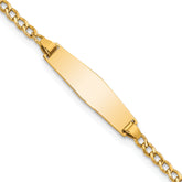 14k Polished Semi-Solid Chain/Solid Plate Cuban Link Soft Diamond Shape 19.5x5.5mm Plate 7 inch ID Bracelet
