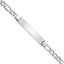 14K White Gold Polished Semi-Solid Chain/Solid Plate Figaro Link 35x7mm Plate 7 inch ID Bracelet - Sophia Jewelers