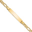 14k Polished Semi-Solid Chain/Solid Plate Figaro Link 39x8mm Plate 7 inch ID Bracelet - Sophia Jewelers