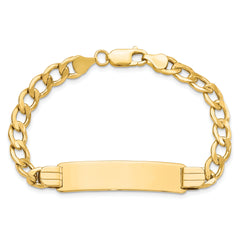 14k Polished Semi-Solid Chain/Solid Plate Curb Link 37.5x10mm Plate 8 inch ID Bracelet