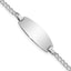 14k White Gold Polished Semi-Solid Chain/Solid Plate Curb Link Oval 18.5x8.5mm Plate 5.5 inch Baby/Child ID Bracelet
