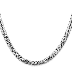 14K White Gold 28 inch 5mm Solid Miami Cuban Link with Lobster Clasp Chain
