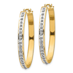 14k Diamond Fascination Oval Hinged Hoop Earrings