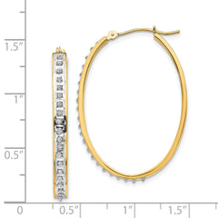 14k Diamond Fascination Oval Hinged Hoop Earrings