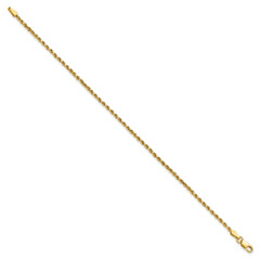 14K 8 inch 2mm Semi Solid Diamond-cut Rope with Lobster Clasp Chain