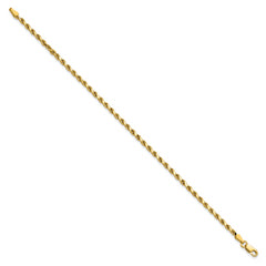 14K 8 inch 2.5mm Semi Solid Diamond-cut Rope with Lobster Clasp Chain