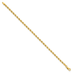 14K 7 inch 3mm Semi Solid Diamond-cut Rope with Lobster Clasp Chain