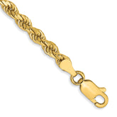 14K 8 inch 3.5mm Semi Solid Diamond-cut Rope with Lobster Clasp Chain