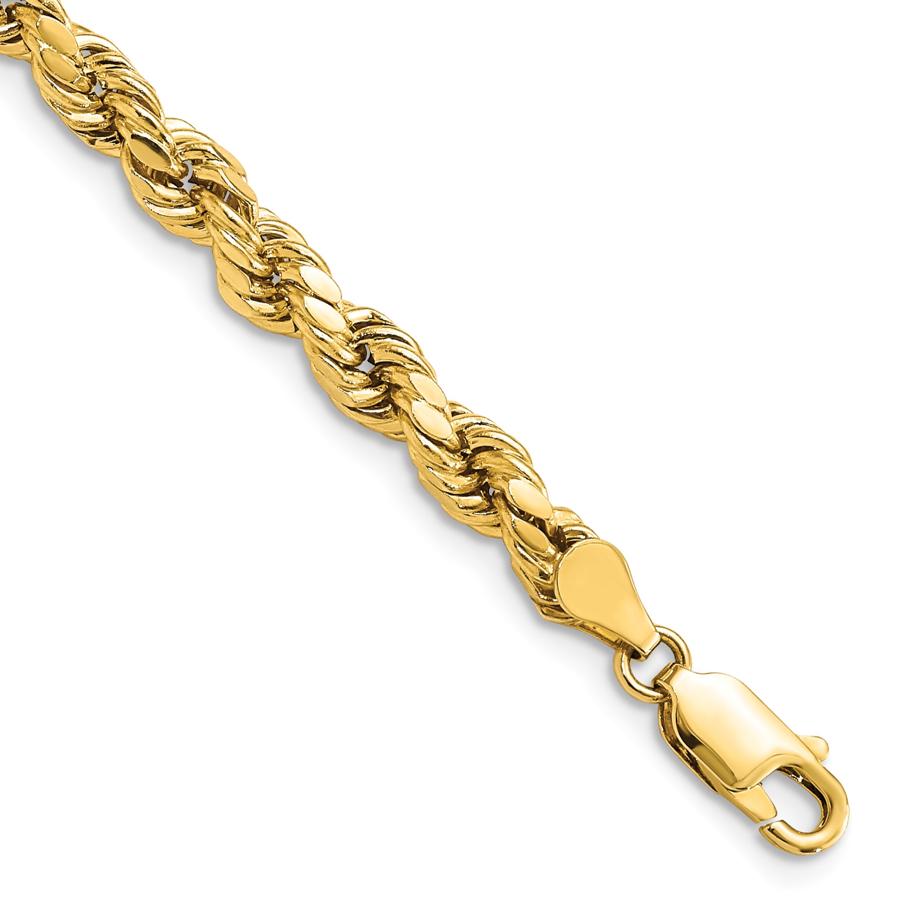 14K 8 inch 4.9mm Semi Solid Diamond-cut Rope with Lobster Clasp Chain