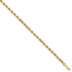 14K 8 inch 5.5mm Semi Solid Diamond-cut Rope with Lobster Clasp Chain