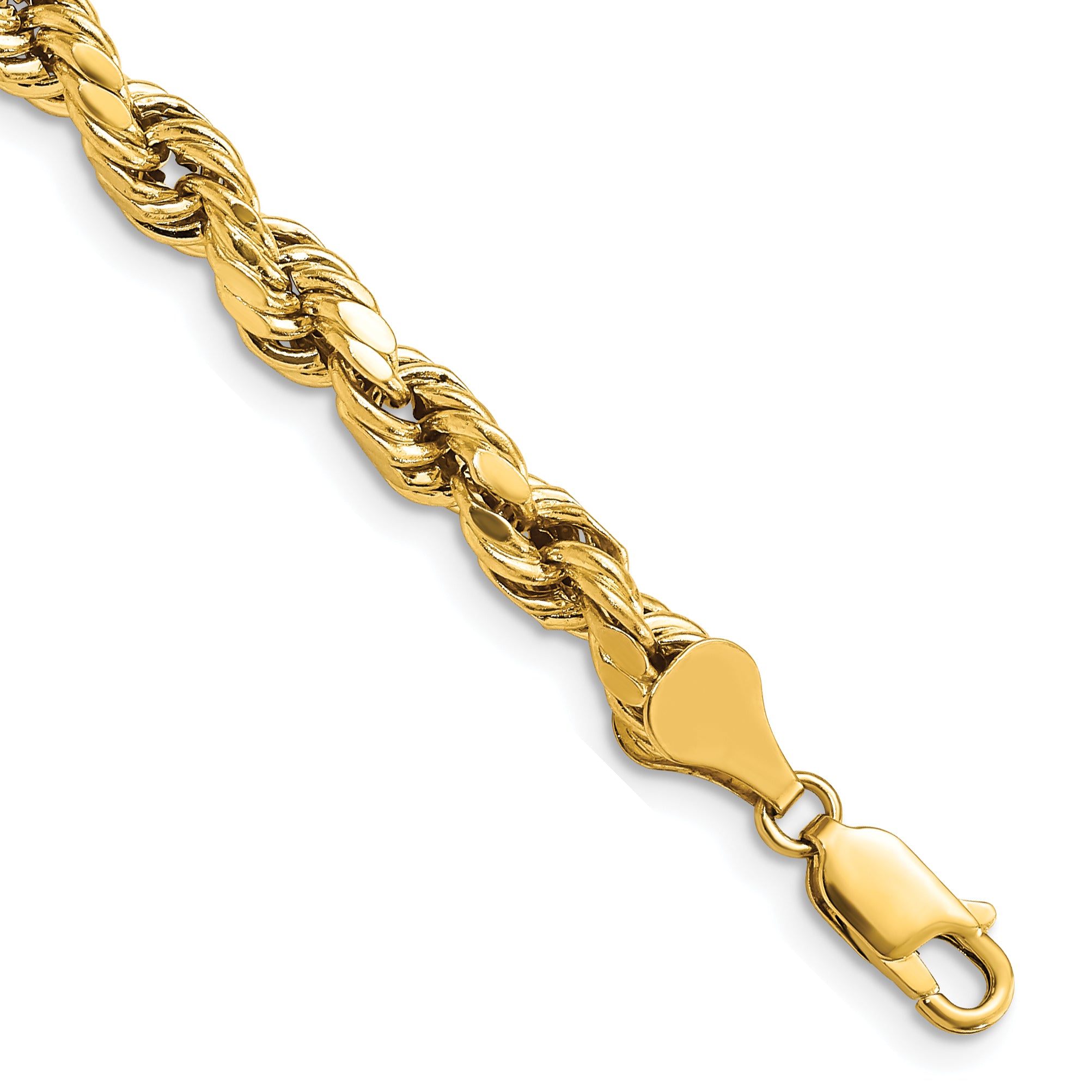 14K 8 inch 5.5mm Semi Solid Diamond-cut Rope with Lobster Clasp Chain