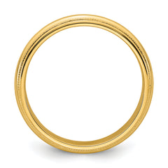14k Yellow Gold 6mm Double Milgrain Comfort Fit Wedding Band Size 14