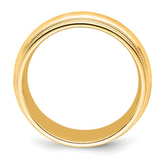 14k Yellow Gold 7mm Double Milgrain Comfort Fit Wedding Band Size 14