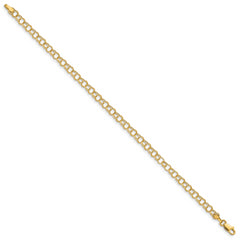 14k 4mm Hollow Double Link 8 inch Charm Bracelet