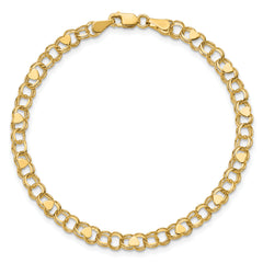 14k 4mm Solid Double Link with Hearts 8 inch Charm Bracelet