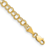 14k 4mm Solid Double Link 8 inch Charm Bracelet