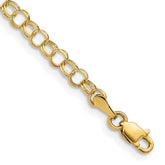 14k 4mm Solid Double Link 8 inch Charm Bracelet
