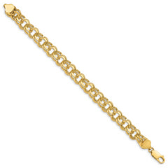 14k 10mm Solid Double Link 8 inch Charm Bracelet