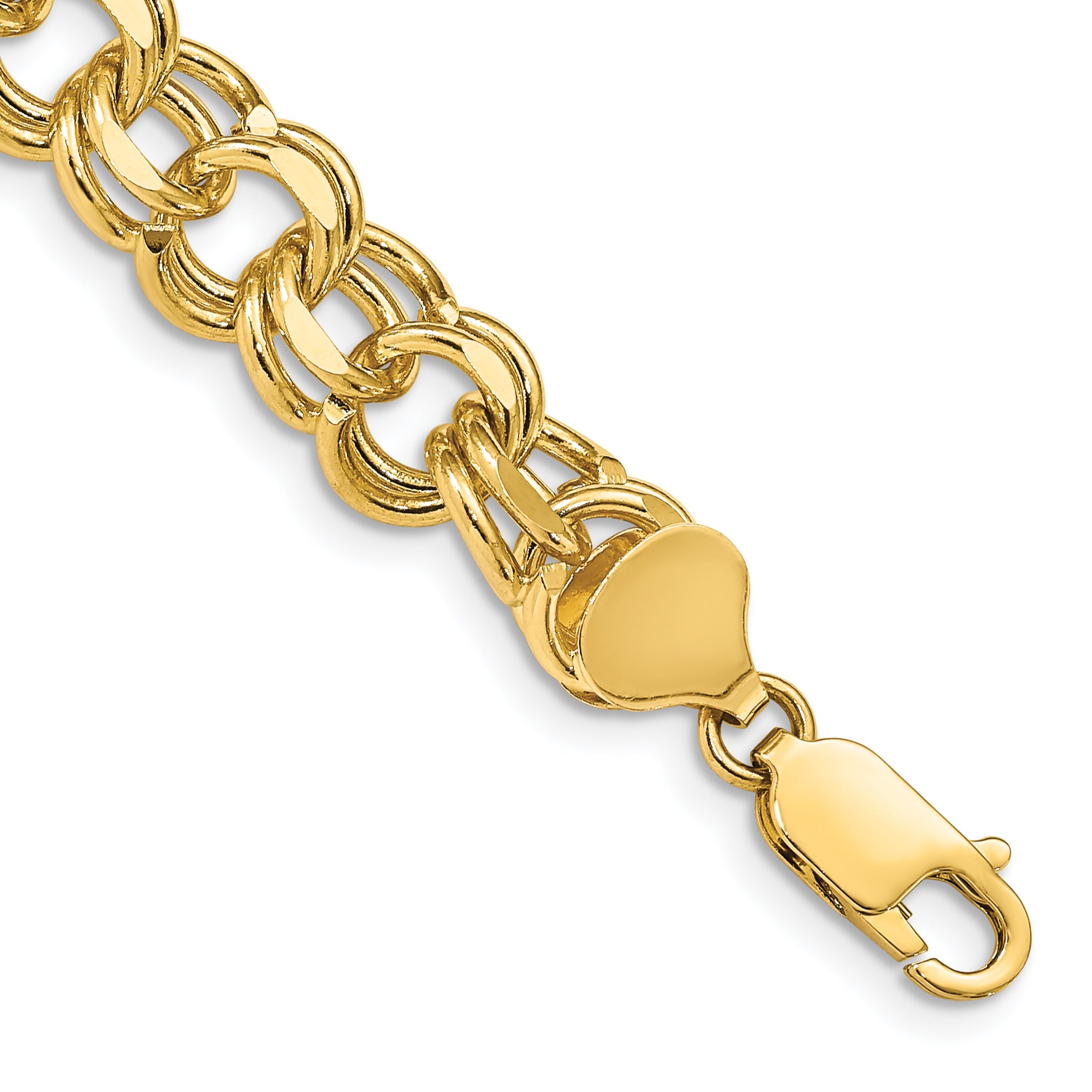 14k 10mm Solid Double Link 8 inch Charm Bracelet