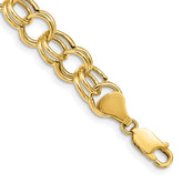 14k 8.5mm Hollow Double Link 8 inch Charm Bracelet