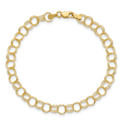 14k 6mm Solid Triple Link 8 inch Charm Bracelet