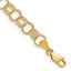 14k 7.5mm Solid Polished and Textured Triple Link 8 inch Charm Bracelet