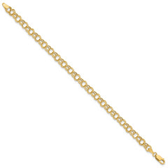 14k 6mm Hollow Double Link 8 inch Charm Bracelet