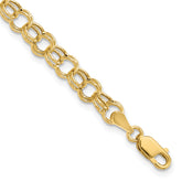 14k 6mm Hollow Double Link 8 inch Charm Bracelet