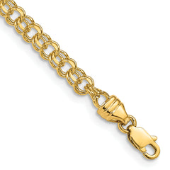 14k 3.75mm Diamond-cut Solid Heavy Double Link 8 inch Charm Bracelet