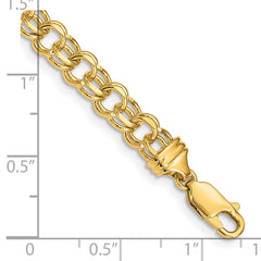 14k 5.5mm Diamond-cut Solid Heavy Double Link 8 inch Charm Bracelet