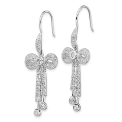Sterling Silver CZ Bow French Wire Earrings