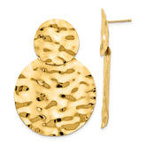 14k Polished Hammered Dangle Earrings