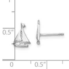 14K White Gold Mini Sailboat Post Earrings