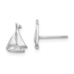 14K White Gold Mini Sailboat Post Earrings