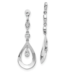 10k White Gold Teardrop Dangle Diamond Earring Jackets