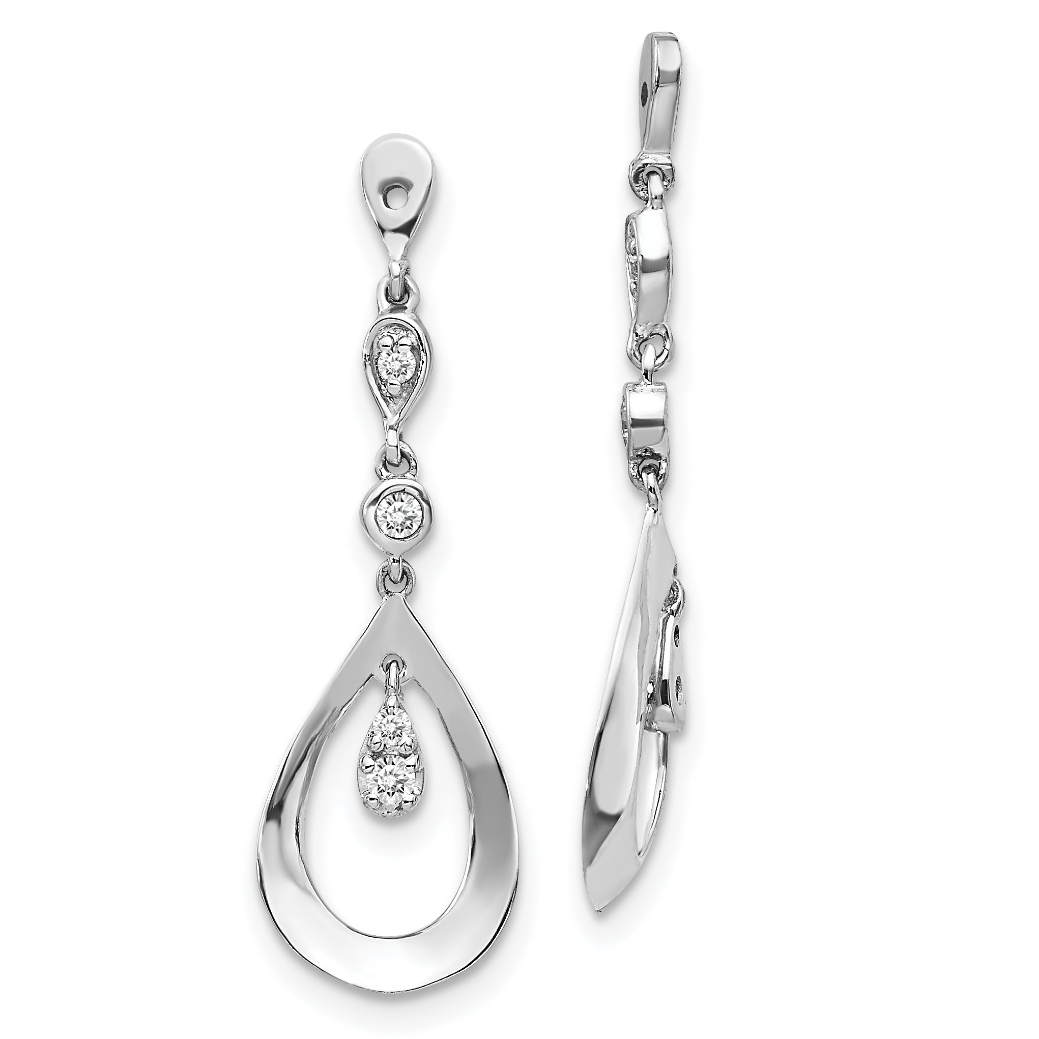 14k White Gold 1/8 carat Lab Grown Diamond VS/SI+ G+ Teardrop Dangle Earring Jackets