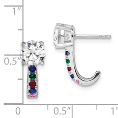 14k White Gold 2 carat Lab Grown Diamond VS/SI+ G+ and Multi Gemstone Complete Earrings